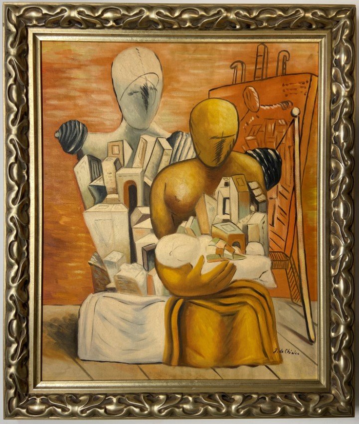 Giorgio De Chirico Oil on Canvas: Private Collection 24" X 20" Attrib. with certificate . Giorgio de Chirico was an Italian artist and writer born in Greece. In the years before World War I, he founded the scuola metafisica art moveme