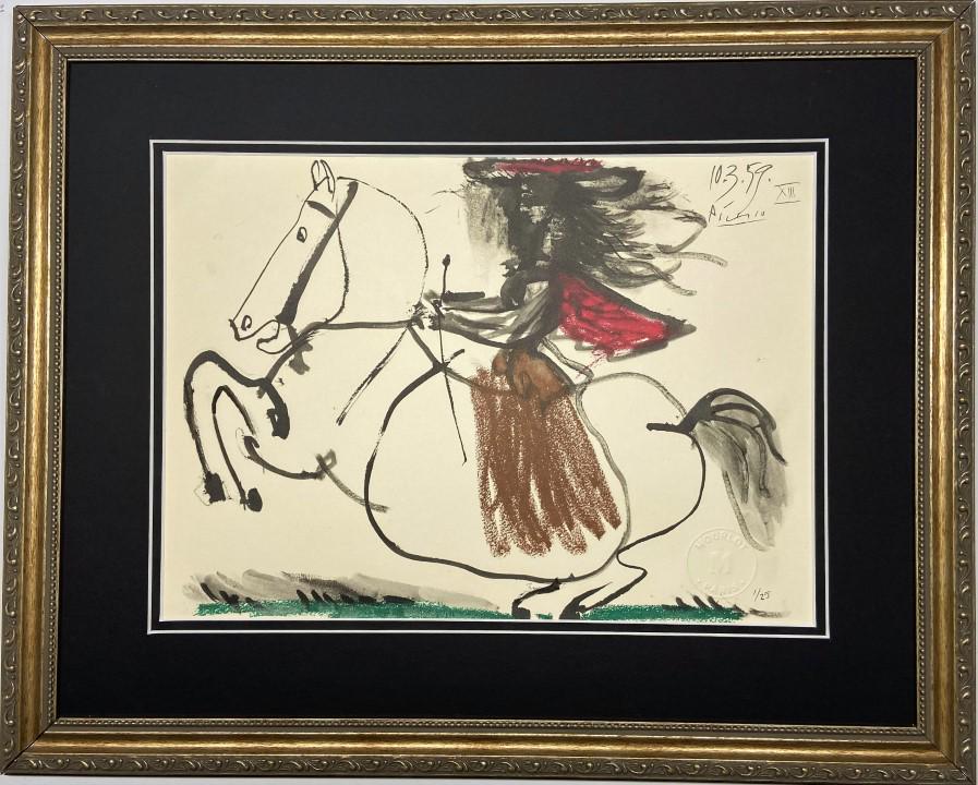 Pablo Picasso Lithograph: Private Collection 10" x 14"Pablo Ruiz Picasso was a Spanish painter, sculptor, printmaker, ceramicist and theatre designer who spent most of his adult life in France. Regarded as one of the most infl