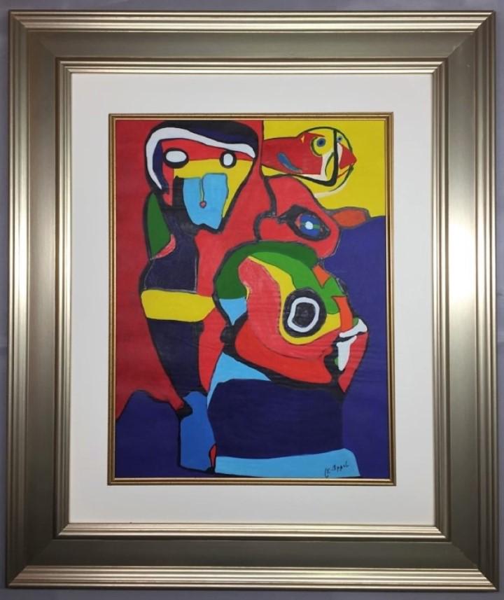 Karel Appel Gouache on Paper: Private Collection 19" x 14.50" Attrib. With Certificate. Christiaan Karel Appel was a Dutch painter, sculptor, and poet. He started painting at the age of fourteen and studied at the Rijksakademie in