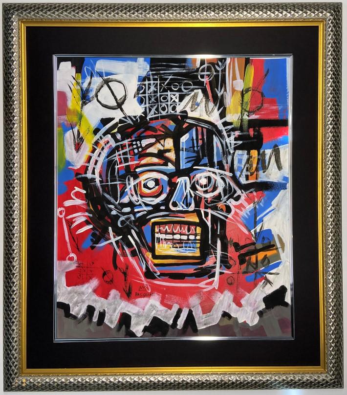 Jean Michel Basquiat Mixed Media: Private Collection 21" x 18" Attrib. with certificate. Jean-Michel Basquiat was an American artist of Haitian and Puerto Rican descent. Basquiat first achieved fame as part of SAMO, an informal graffi