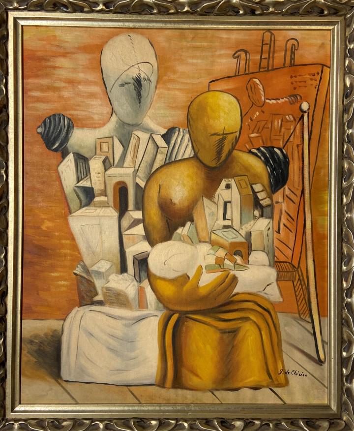 Giorgio De Chirico oil on canvas: Private Collection 24" X 20" Attrib. with certificate . Giorgio de Chirico was an Italian artist and writer born in Greece. In the years before World War I, he founded the scuola metafisica art moveme
