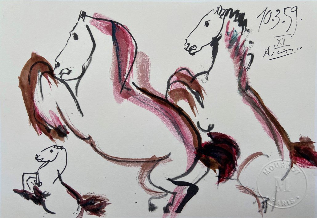 Pablo Picasso Lithograph signed: Private Collection Pablo Ruiz Picasso was a Spanish painter, sculptor, printmaker, ceramicist and theatre designer who spent most of his adult life in France. Regarded as one of the most influential a