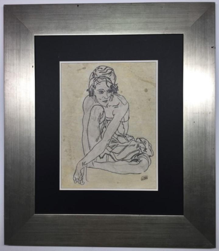 Egon Schiele drawing on paper (1 of 5)