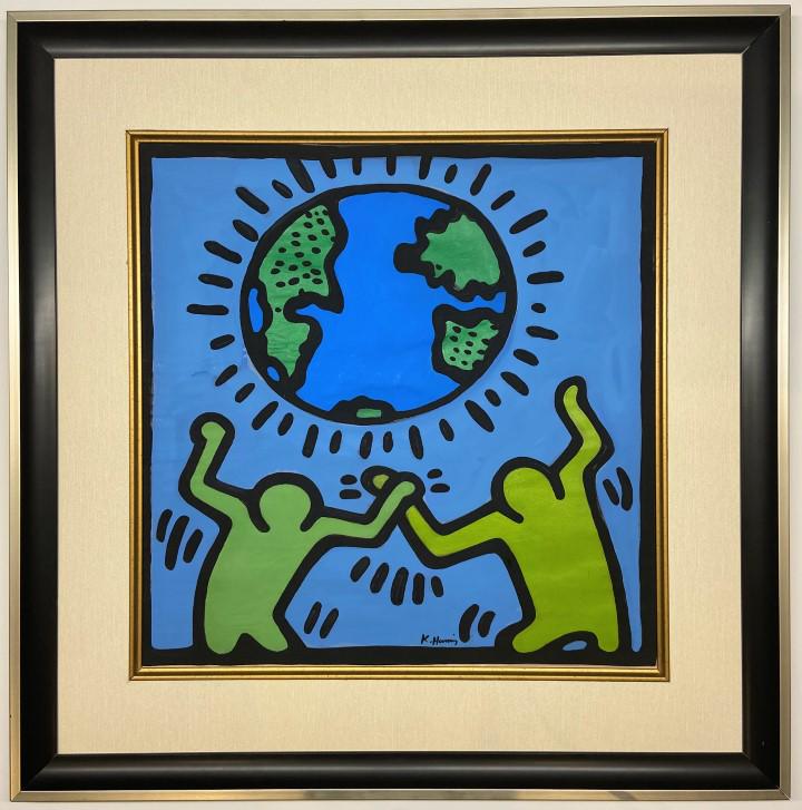 Keith Haring Mixed Media: Private Collection 15" X 14.25" Attrib. With Certificate. Keith Allen Haring was an American artist whose pop art and graffiti-like work grew out of the New York City street culture of the 1980s. Much