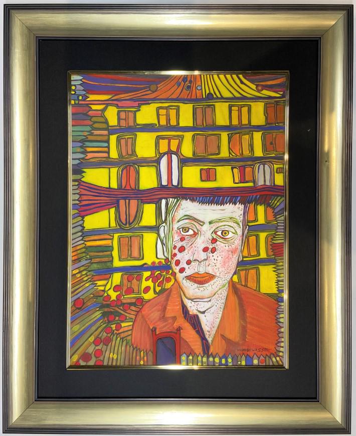 Friedensreich Hundertwasser Mixed Media on heavy paper: Private Collection 19.5" x 14.5" Attrib. with certificate Friedensreich Hundertwasser. Hundertwasser stood out as an opponent of "a straight line" and any standardization, expressing this concept in t