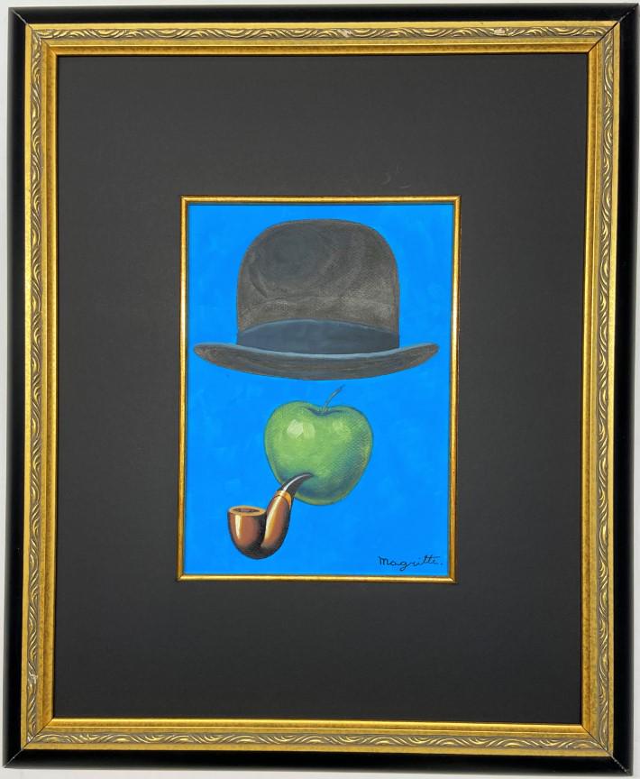 Rene Magritte Gouache on paper: Private Collection 11.5" x 7.75" Attrib. with certificate. Rene Francois Ghislain Magritte was a Belgian Surrealist artist. He became well known for creating a number of witty and thought-provoking im