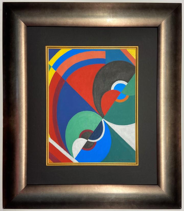 Sonia Delaunay watercolor: Private Collection 13" x 10" Attributed with Certificate. Sonia Delaunay was a Ukrainian-born French artist, who spent most of her working life in Paris and, with her husband Robert Delaunay and other