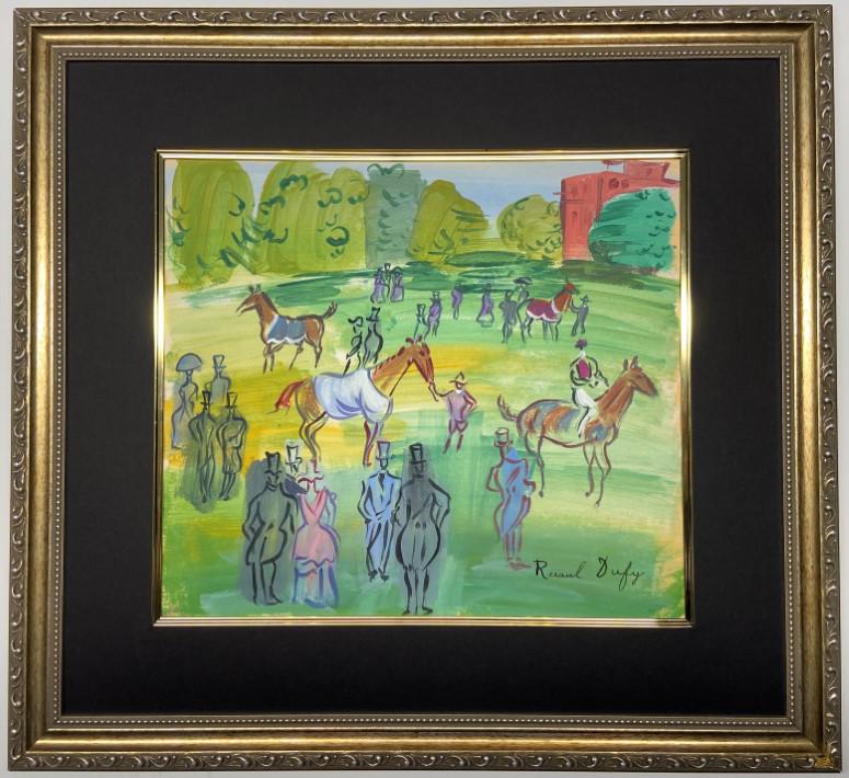 Raoul Dufy Mixed Media on paper: Private Collection 11" x 12" Attrib. with certificate. Raoul Dufy was a French Fauvist painter, brother of Jean Dufy. He developed a colorful, decorative style that became fashionable for designs of c
