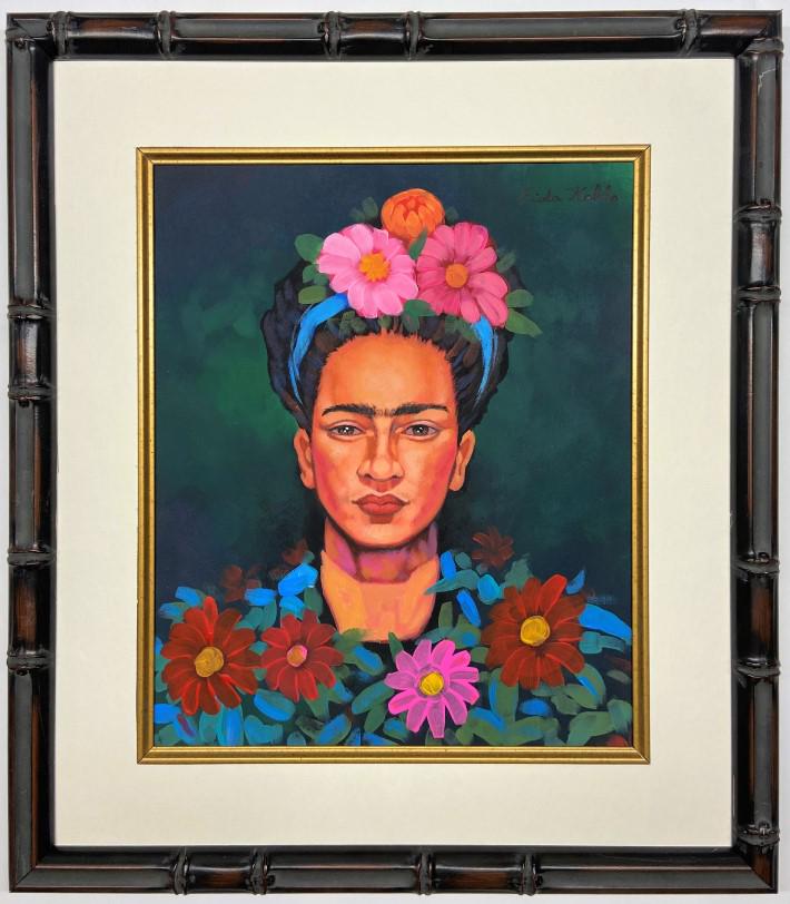 Frida Kahlo watercolor: Private Collection 12.75" x 10.50" this lot comes accompanied with a certificate, it's not a print, this is a unique piece, style of Frida Kahlo, was a Mexican painter known for her many portraits, se