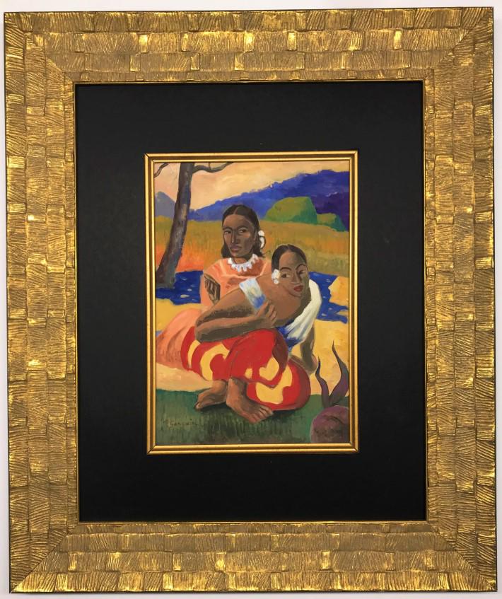 Paul Gauguin mixed media: Private Collection 10.5" x 7.25" Attribute to Paul Gauguin this is not a print this is a unique piece and comes accompanied with an attribute certificate. Paul Gauguin, was a French post-Impressionist