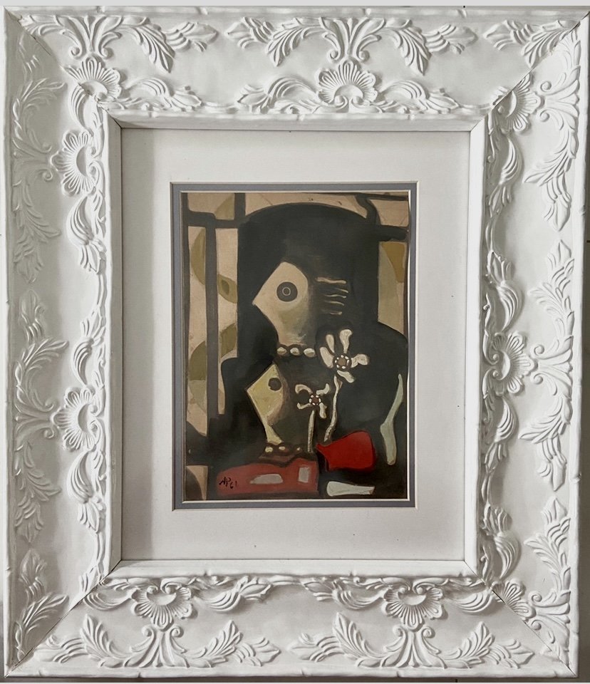 Amelia Peláez Watercolor: Private collection 9.50’’ x 7’’. Attribute to Amelia Peláez this is not a print this is a unique piece that comes accompanied with an attributed certificate with Attribute certificate Amelia 