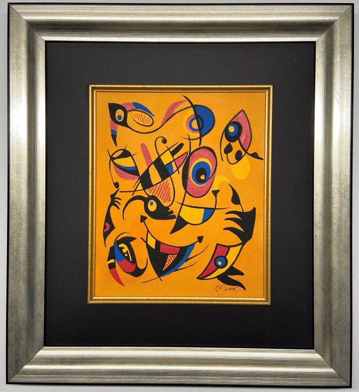 Joan Miro Watercolor: Private Collection 14" x 10" Attributed to Joan Miro this is not a print is a unique piece and comes accompanied with attributed certificate, Born into a family of a goldsmith and a watchmaker, MirÃ�