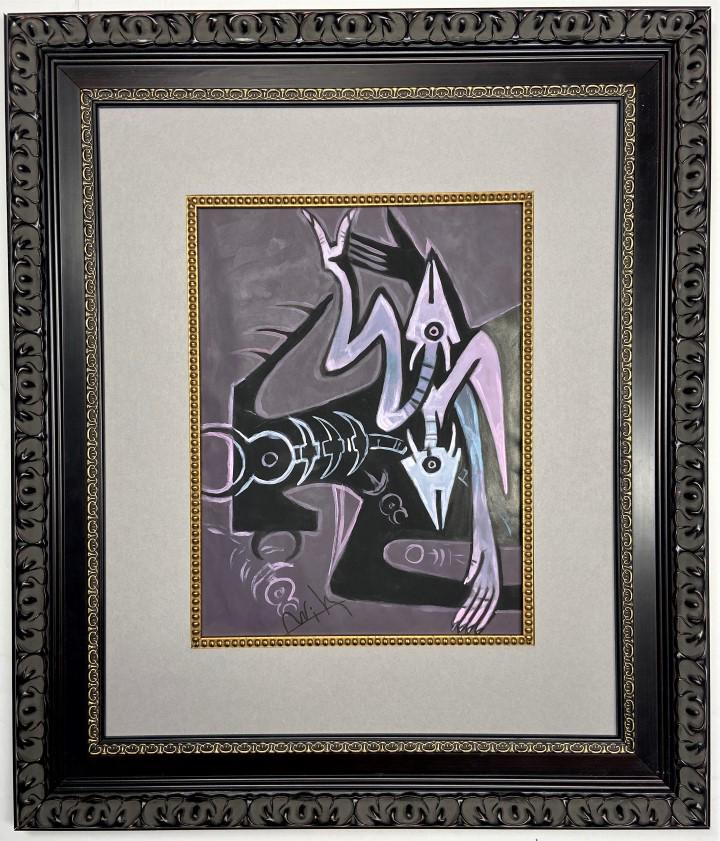 Wifredo Lam Mixed Media: Private Collection 9.50" x 12.50" Attrib. with certificate Wifredo Lam was born and raised in Sagua La Grande, a village in the sugar farming province of Villa Clara, Cuba. He was of mixed-race ancest