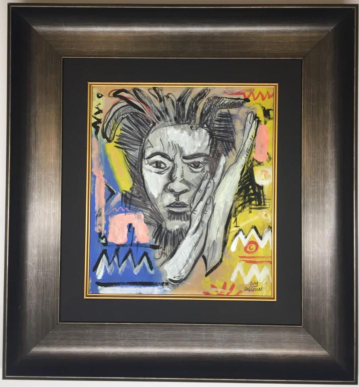 Jean Michel Basquiat Mixed Media: Private Collection 15.50" x 13" Attributed to Jean Michel Basquiat this is not a print this is a unique piece and comes accompanied with an attributed certificate, Jean Michel Basquiat. Jean-Michel Ba