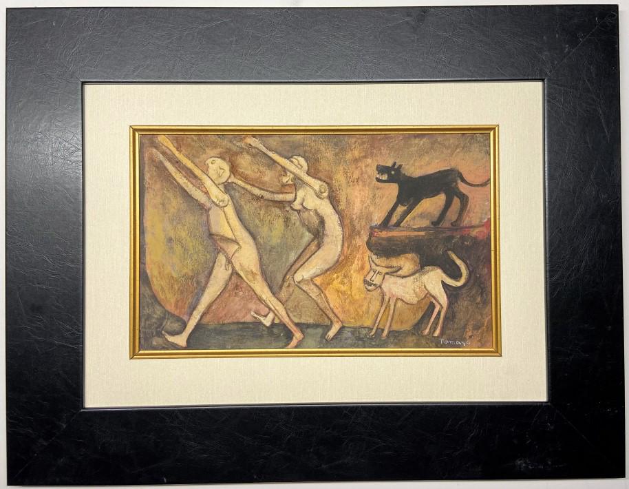 Rufino Tamayo watercolor: Private Collection 9" x 14" Attributed to Rufino Tamayo this is not a print, is a unique piece and comes accompanied with an attributed certificate, Rufino del Carmen Arellanes Tamayo (August 25, 1899