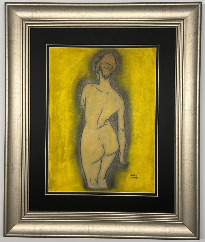 Egon Schiele Drawing: Private Collection 13.50" x 10" Attributed to Egon Schiele this is not a print this is a unique piece and comes accompanied with an attributed certificate. Egon Schiele was an Austrian painter. A prot