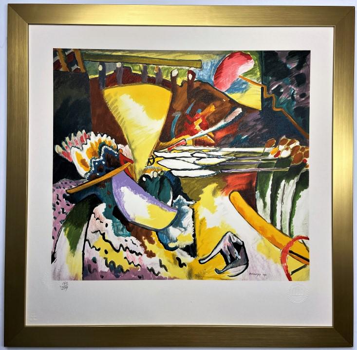 Wassily Kandinsky Lithograhy: Private Collection 23.50" x 23.50" With Russian Original Seals from Leningrad Museum Wassily Wassilyevich Kandinsky was a Russian painter and art theorist. Kandinsky is generally credited as the pione