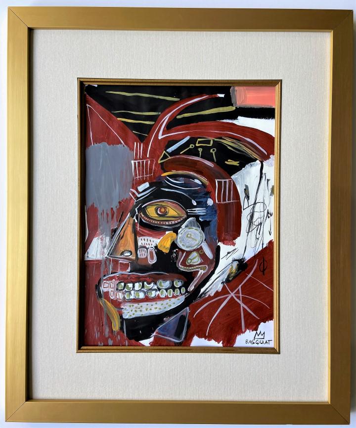 Jean Michel Basquiat Mixed Media: Private Collection 15.25" x 11.25" Attributed to Jean Michel Basquiat this is not a print this is a unique piece and comes accompanied with an attributed certificate, Jean Michel Basquiat. Jean-Michel