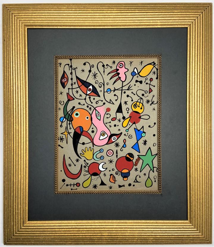 Joan Miro watercolor watercolor: Private Collection 13.75" x 10.25" Attributed to Joan Miro this is not a print is a unique piece and comes accompanied with attributed certificate, Born into a family of a goldsmith and a watchmaker, 