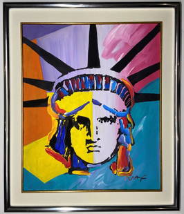 Peter Max Mixed Media: Private Collection 23" x 19.50" Attributed to Peter Max this is not a print this is a unique piece and it comes accompanied with an attributed certificate. Peter Max, born Peter Max Finkelstein,