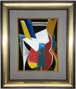 Serge Poliakoff mixed media: Serge Poliakoff appears in Lower right. Attribute to Serge Poliakoff Measures: 14 x 10.5 inches Image size Medium: Paper. Provenance: Private Collection. Lived between (Jan 1900 - Oct 1969) Serge