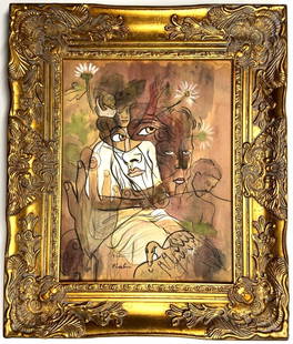 Francis Picabia Mixed Media: Francis Picabia appears in Lower left. Attribute to Francis Picabia Technique: Mixed Media Measures: 14.25 x 12.25 inches Image size Medium: Paper. Provenance: Private Collection. Lived between