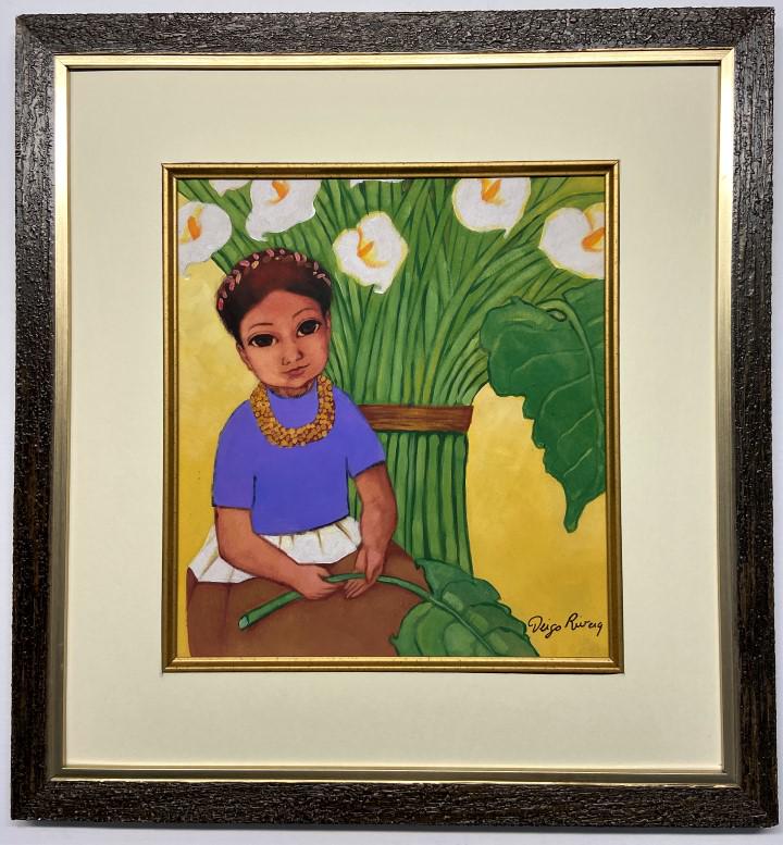 Diego Rivera Watercolor: Diego Rivera appears in Lower right. Attribute to Diego Rivera Technique: Watercolor Measures: 11.5 x 10.5 inches Image size Medium: paper. Provenance: Private Collection. Lived between (December 1886