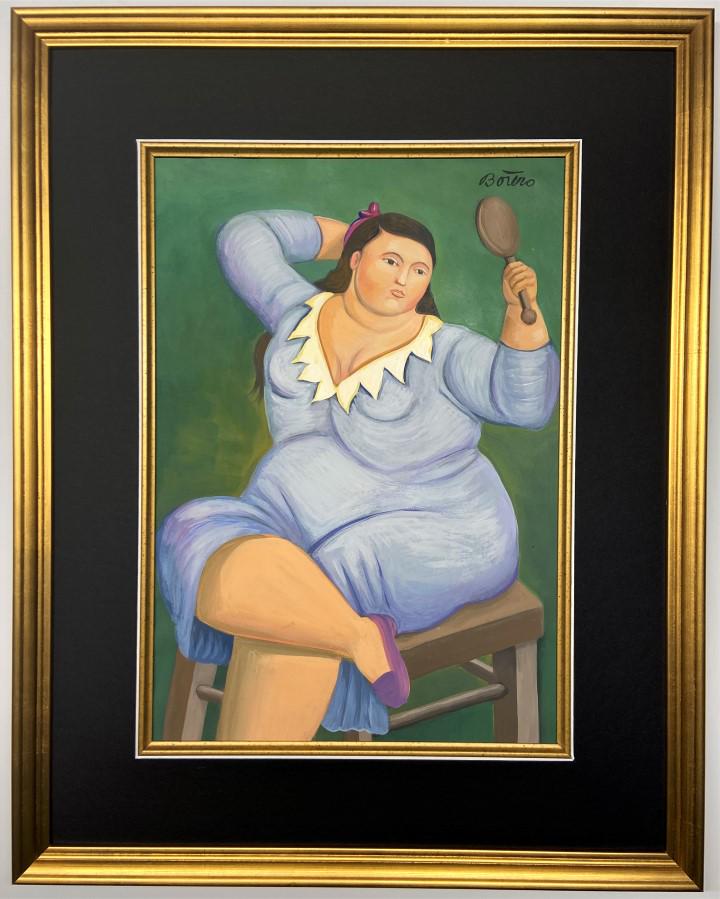 Fernando Botero Watercolor: Fernando Botero appears in upper right. Attribute to Fernando Botero Technique: Watercolor Measures: 15.50 x 10.75 inches Image size Medium: paper. Provenance: Private Collection. Lived between (Apr 1