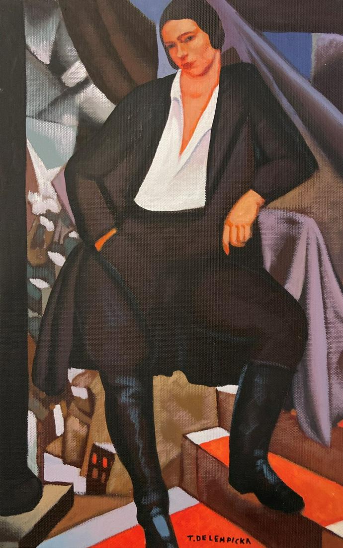 Tamara De Lempicka Watercolor: Tamara De Lempicka appears in Lower right . Attribute to Tamara De Lempicka Technique: Watercolor Measures: 14.75 x *.50 inches Image size Medium: paper canvas. Provenance: Private Collection. Lived b