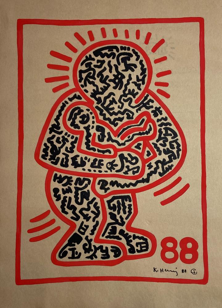 Keith Allen Haring Mixed Media on paper: Keith Allen Haring appears in lower right. Attribute to Keith Allen Haring Technique Mixed Media Measures: inches Image size Medium: Paper. Provenance: Private Collection. Lived between (May 1958 - Fe