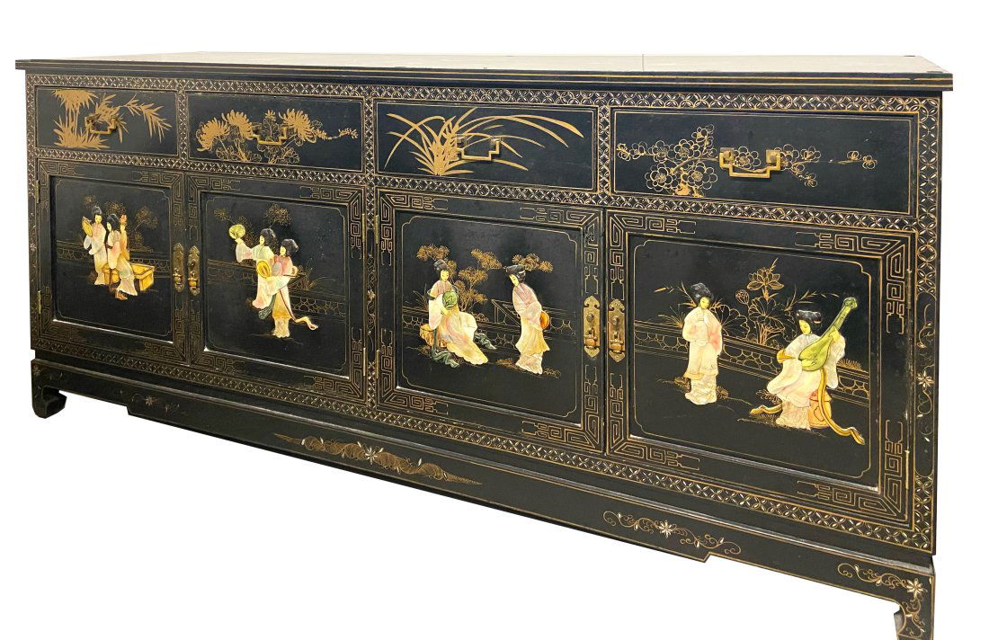 Black Lacquer Server Mother of Pearl Hand Painted (1 of 5)