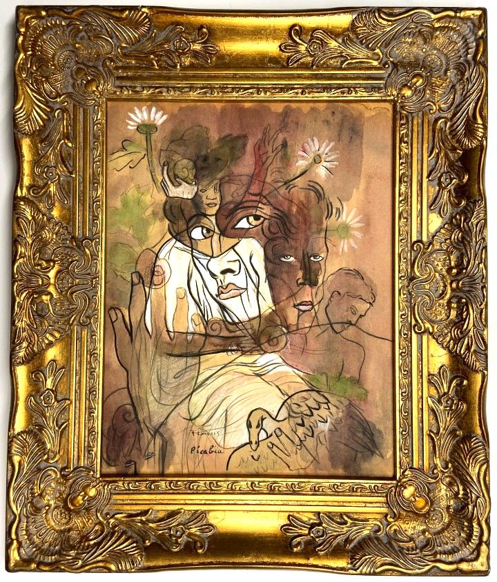 Francis Picabia Mixed Media: Francis Picabia appears in Lower left. Attribute to Francis Picabia Technique: Mixed Media Measures: 14.25 x 12.25 inches Image size Medium: Paper. Provenance: Private Collection. Lived between (Jan 1
