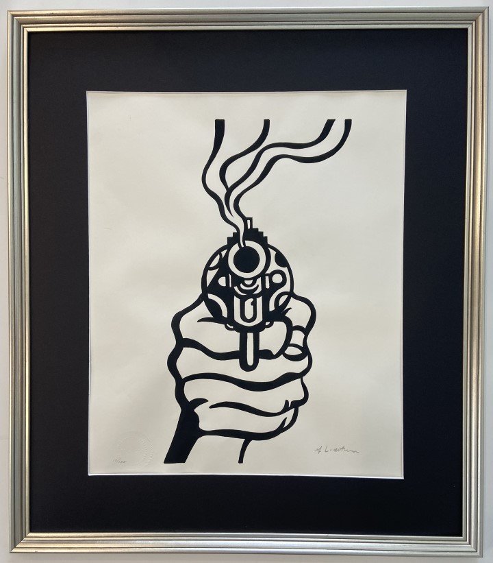 Roy Lichtenstein Lithograph signed: Roy Lichtenstein appears in Lower Right Attribute to Roy Lichtenstein Technique: Lithograph Measures: 18" X 15" inches Image size Medium: paper. Provenance: Private Collection. Lived between (October