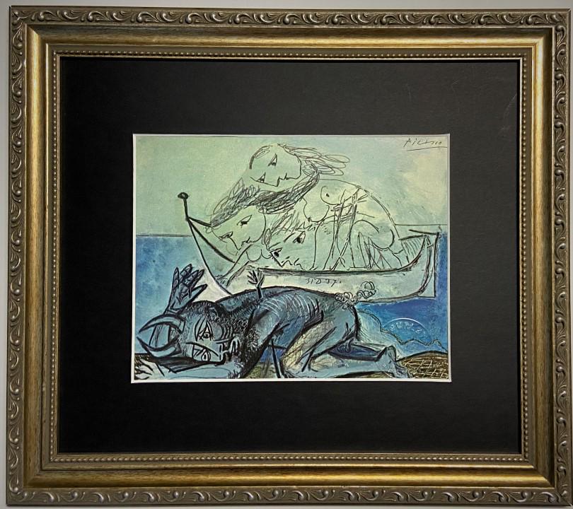 Pablo Ruiz Picasso Lithograph signed: Pablo Ruiz Picasso appears in upper right. Attribute to Pablo Ruiz Picasso Measures: 9 x 11 inches Image size Medium: Paper. Provenance: Private Collection. Lived between (Oct 1881 - Apr 1973) Pablo R