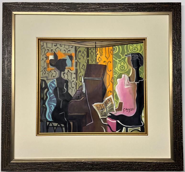 Georges Braque Watercolor: Georges Braque appears in lower right. Attribute to Georges Braque, this is not a print, is a unique piece. Technique: Watercolor Measures: 9.75 x 10.50 inches Image size Medium: Paper Provenance: Pri