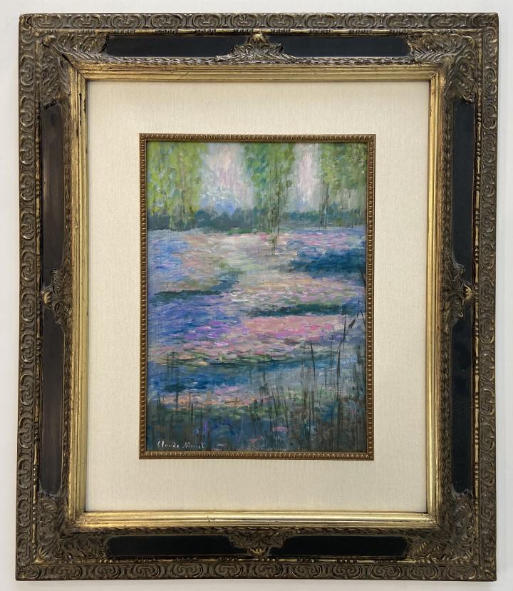 Claude Monet Watercolor: Private Collection Claude Monet in Lower left. Attribute to Claude Monet this is not a print, is a unique piece. Technique: Watercolor Measures: 14.50 x 12 inches Image size Medium: paper. Provenance: