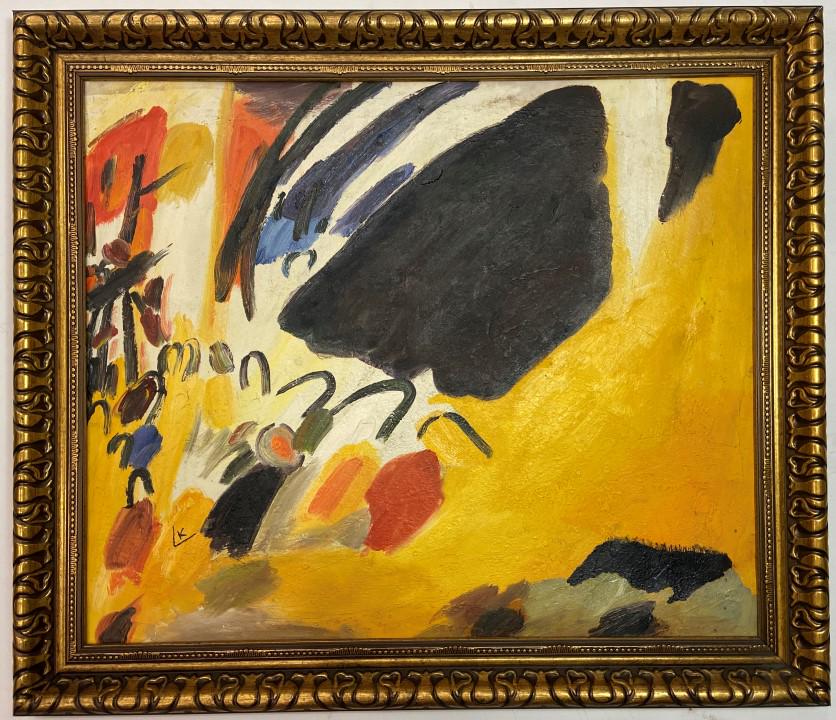 Wassily Kandinsky Oil on Canvas: Private Collection Wassily Kandinsky Private Collection Wassily Kandinsky appears in lower left. This is not a print, is a unique piece. Attribute to Wassily Kandinsky Technique: watercolor Measures: 