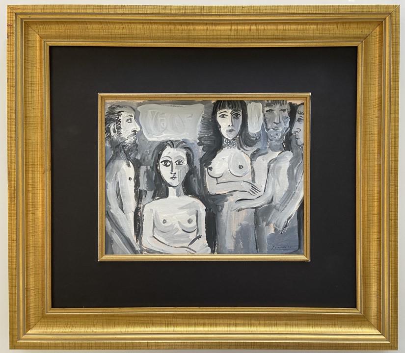 Pablo Picasso Watercolor: Pablo Ruiz Picasso appears in lower right. Attribute to Pablo Ruiz Picasso, this is not a print, is a unique piece. Measures: 9.50 x 12.50 inches Image size Medium: Paper. Provenance: Private Collecti