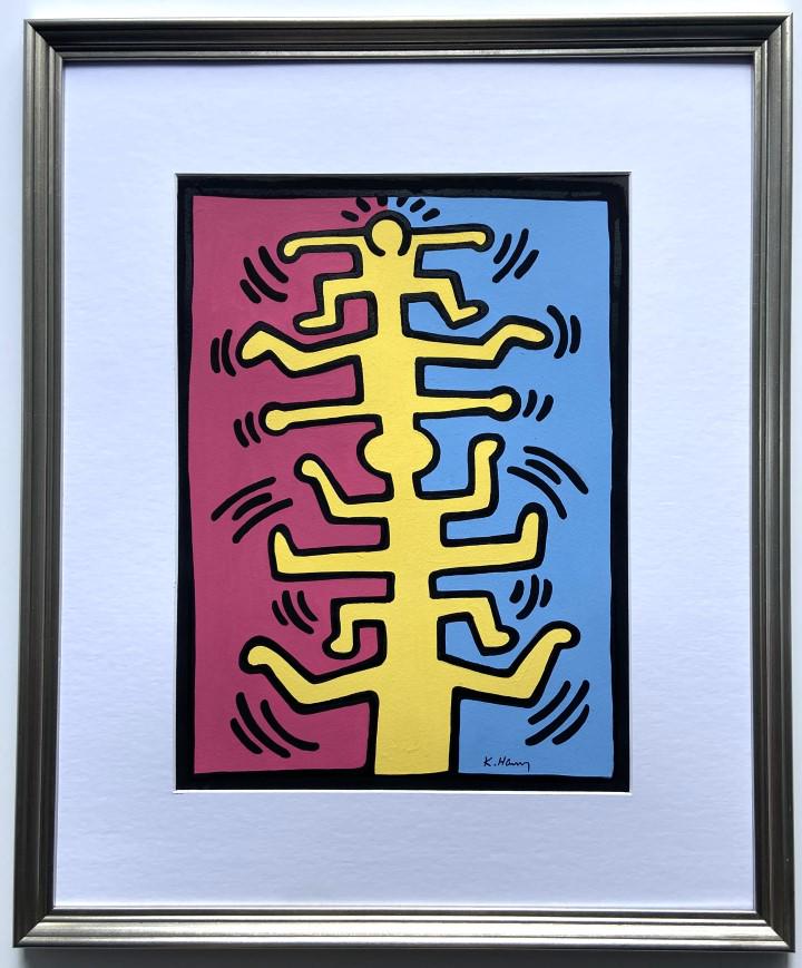 Keith Allen Haring Mixed Media on paper: Keith Allen Haring appears in lower right. Attribute to Keith Allen Haring Technique Mixed Media Measures: 14.75 x 11.25 inches Image size Medium: Paper. Provenance: Private Collection. Lived between 