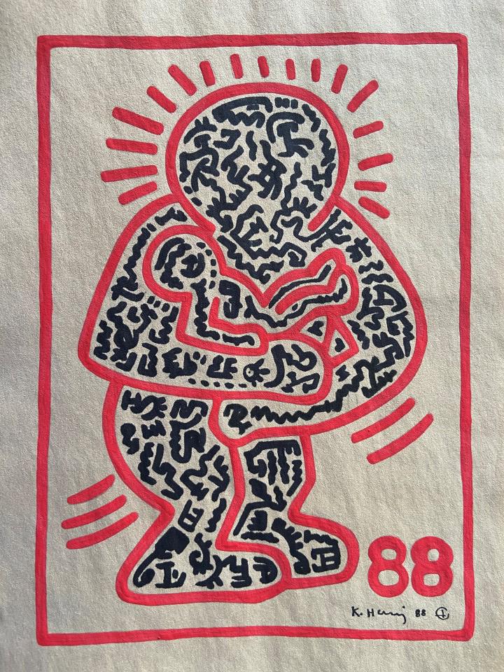 Keith Haring Mixed Media: Keith Allen Haring appears in lower right. Attribute to Keith Allen Haring Technique Mixed Media Measures: inches Image size Medium: Paper. Provenance: Private Collection. Lived between (May 1958 - Fe