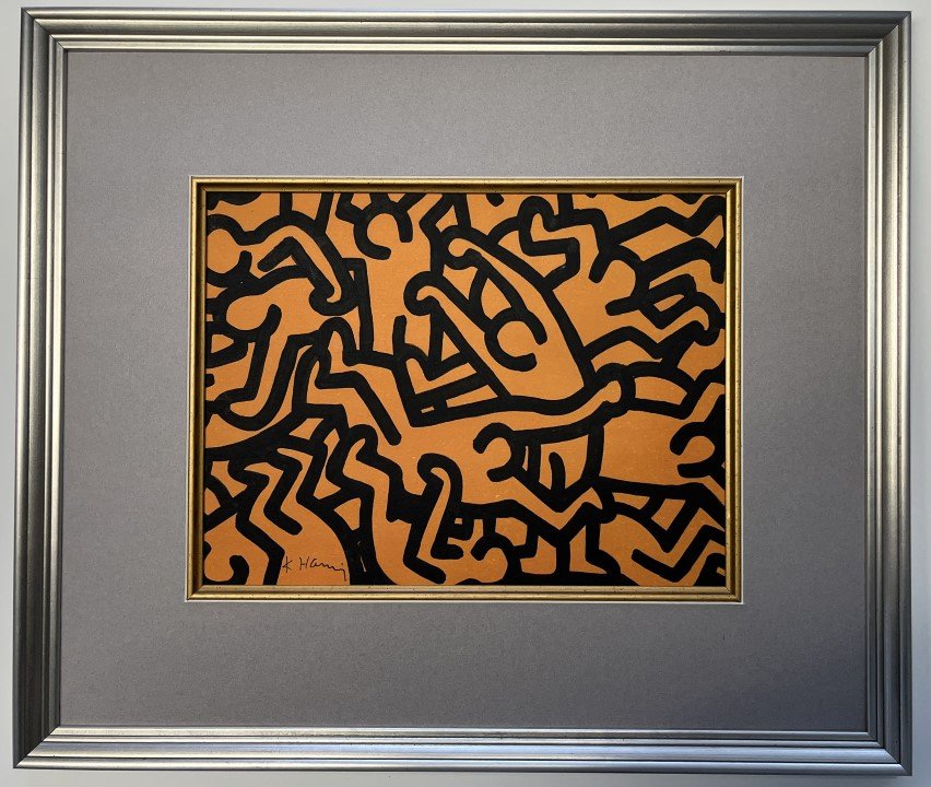 Keith Haring Mixed Media: Keith Allen Haring appears in lower left. Attribute to Keith Allen Haring Technique Mixed Media Measures: 9 X 12 inches Image size Medium: Paper. Provenance: Private Collection. Lived between (May 195