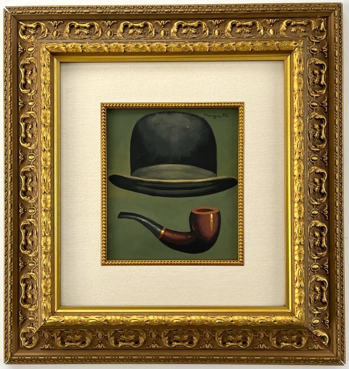 Rene Magritte Gouache/Watercolor on Paper: Rene Magritte appears in upper right. Attribute to Rene Magritte Technique: Gouache Measures: 13 x 9.75 inches Image size Medium: on paper. Provenance: Private Collection. Lived between (Nov 1898 - Au