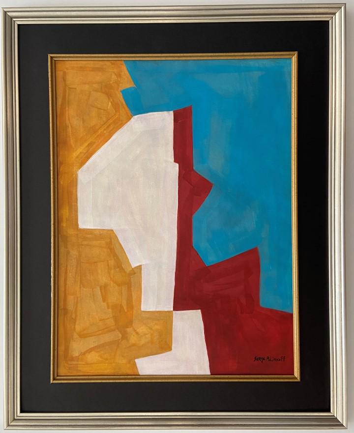 Serge Poliakoff mixed media: Serge Poliakoff appears in Lower right. Attribute to Serge Poliakoff Technique: Oil on heavy paper Mixed Media Measures: Medium: Paper Image size Inches. Provenance: Private Collection. Lived between