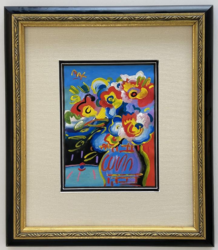 Peter Max Mixed Media: Peter Max appears in Lower right. Attribute to Peter Max Technique: Mixed Media Measures: 10 x 10 inches Image size Medium: paper. Provenance: Private Collection. Lived between October 1937 (84 years