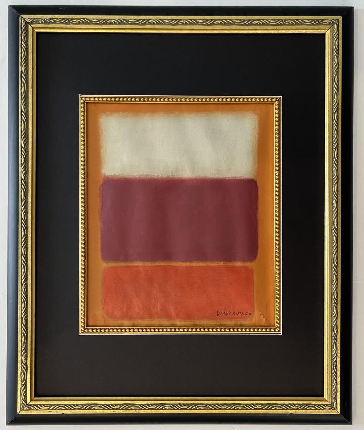 Mark Rothko Mixed Media: Mark Rothko appears in lower right. Attribute to Mark Rothko. This is not a print, is a unique piece. Technique: Mixed Media Measures:12 x 10.50 inches Image size Medium: Paper. Provenance: Private Co