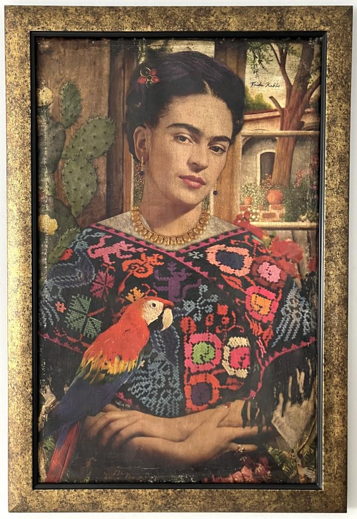 Frida Kahlo oil on canvas: Piet Mondrian appears in lower left. Attribute to Piet Mondrian this is not a print, is a unique piece. Measures: 16 x 11.50 inches Image size Medium: Paper. Provenance: Private Collection. Lived betw
