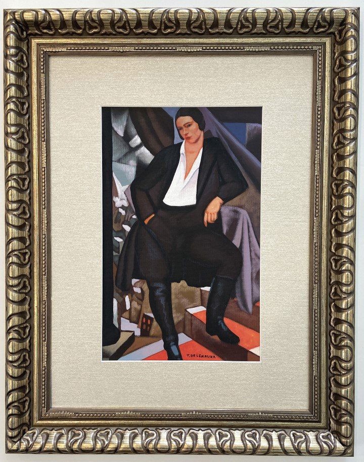 Tamara De Lempicka Oil on paper: Tamara De Lempicka appears in lower center attribute to Tamara De Lempicka Measures: 14.25 x 12.25 inches Image size Medium: Paper. Technique:O Provenance Born in Warsaw, Lempicka briefly moved to Sai