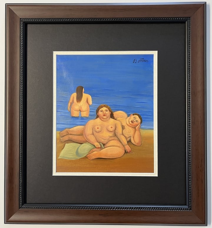 Fernando Botero watercolor: Fernando Botero appears in upper right corner. Attribute to Fernando Botero Technique: watercolor Measures: 10.75 x 9 inches Image size Medium: Paper. Provenance: Private Collection. Lived between (Ap