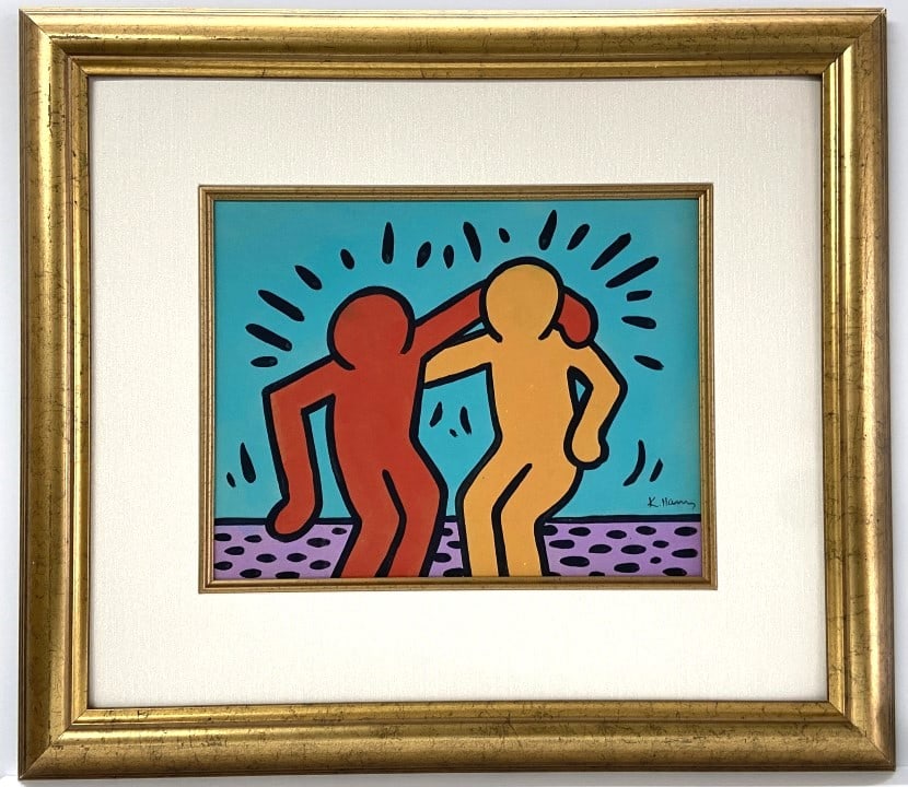 Keith Allen Haring Mixed Media: Keith Allen Haring appears in lower right. Attribute to Keith Allen Haring Technique Mixed Media Measures: 10 x 13,25 inches Image size Medium: Paper. Provenance: Private Collection. Lived between (Ma