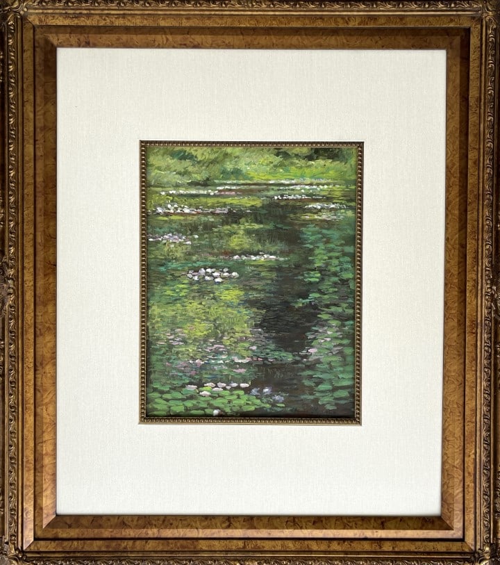 Claude Monet Oil on Paper / Seal of Paris: Claude Monet appears in Lower right. Attribute to Claude Monet this is not a print, is a unique piece. Technique: Watercolor Measures: 23.50 x 21.50 frame size and 11.75 X 14.25 inches Image size Medi